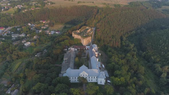 Buildings near castle ruins