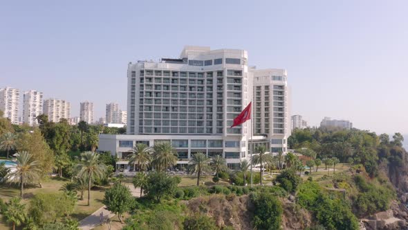 Modern Resort Hotel Building on the Mediterranean Sea Coastline in Turkey