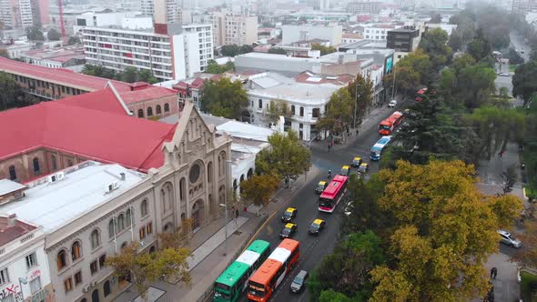 Catholic Church Sacred Hearts Alameda Avenue, Street, buses (Santiago, Chile)