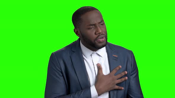 Afro-american Business Trainer on Green Screen.
