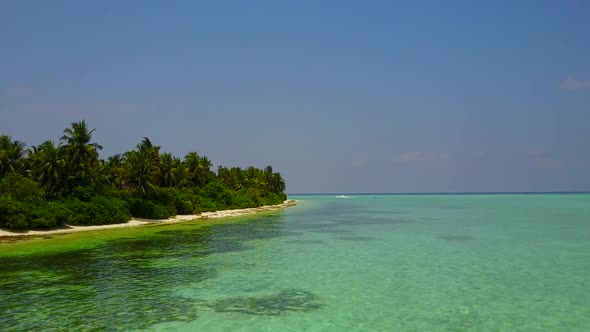 Aerial nature of sea view beach wildlife by blue lagoon with sand background