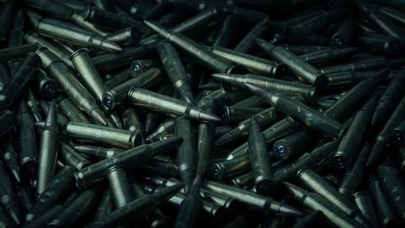 AK47 Bullets Rotating In Pile
