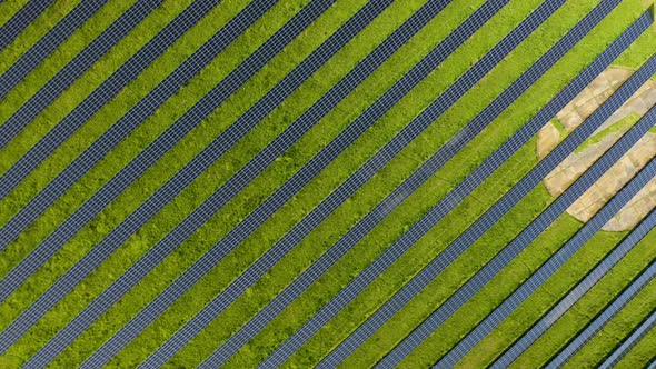 Ecology solar power station panels in the fields