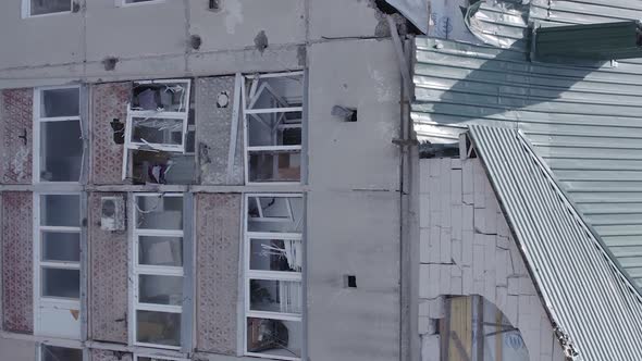 Vertical Video of a Makariv Ukrainea  Building Destroyed By the War