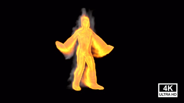 Hip Hop Dancing Fire With Smoke Man 4K