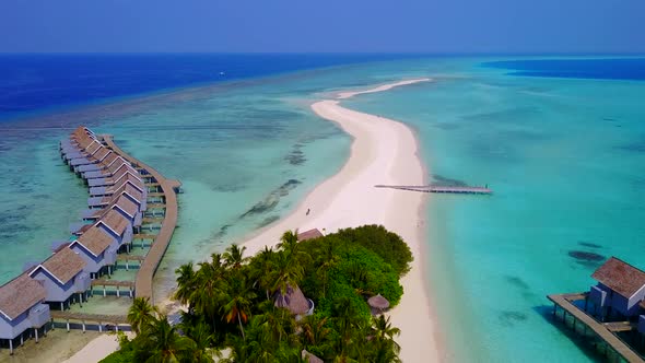 Aerial landscape of exotic coast beach by blue sea with sand background