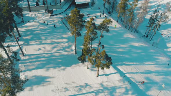 Exciting Ski Resort Buildings and Trail Covered with Snow