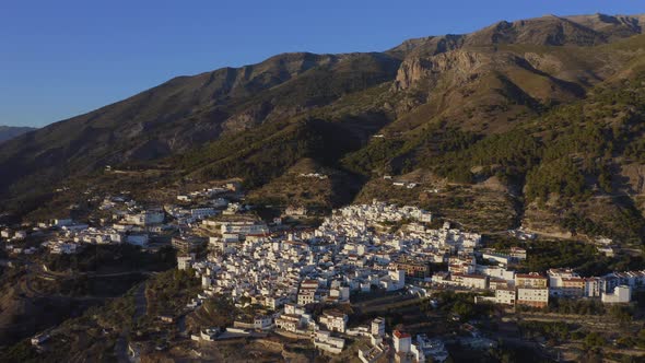 Aerial Drone View of Spain, Spanish Town in Mountains, Costa Del Sol, Andalusia (Andalucia), Europe,