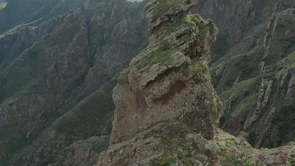 Aerial survey above the mountains in Tenerife, Canary islands