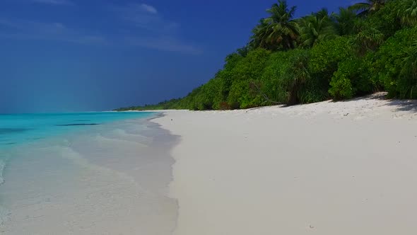 Warm seascape of resort beach break by blue lagoon and sand background near resort