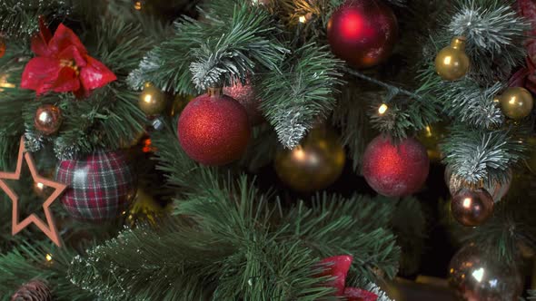 Decoration Bauble on Decorated Christmas Tree Background