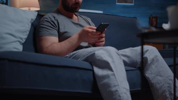 Helpless Frustrated Man Reading Digital Banking Unpaid Bills