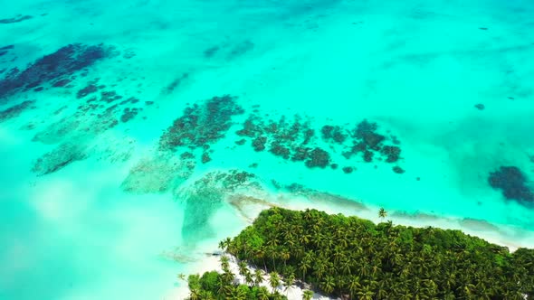 Aerial view nature of paradise coastline beach break by blue ocean with white sand background of a d