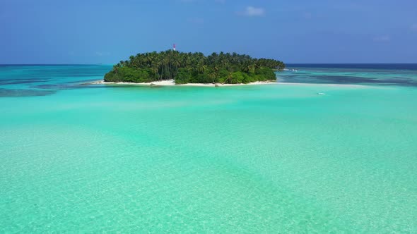 Luxury fly over abstract view of a white paradise beach and blue water background in colourful