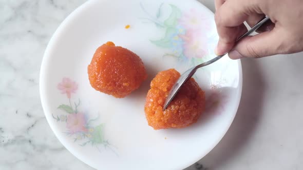 Close Up of Indian Sweet in a Bowl on Table