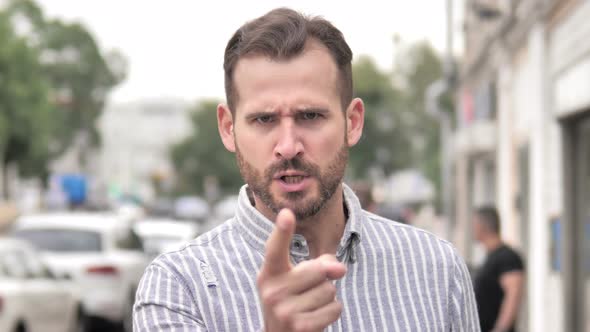 Angry Beard Casual Man Yelling Outdoor