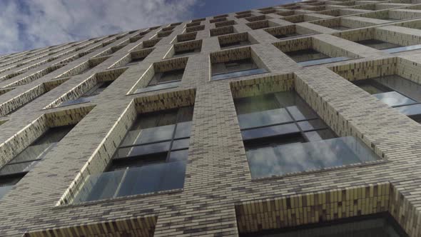 Modern residential complex with an unusual design, dolly camera shot