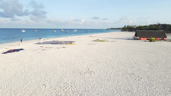 Aerial View of the Beach on Zanzibar Island Tanzania Slow Motion