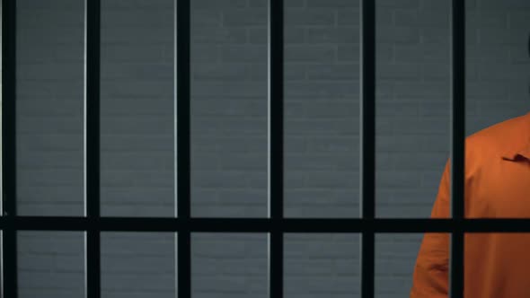Nervous Black Prisoner Walking in Cell, Serve in Solitary Cell, Drug Dealer