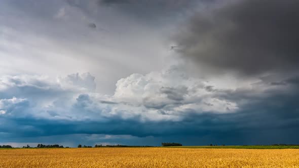 Atmospheric Storm Clouds Fast Moving Over the Ground