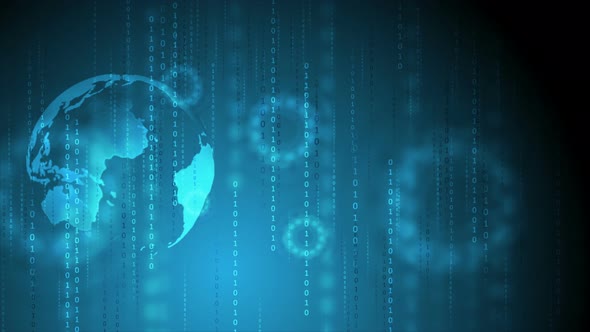 Blue Globe And Binary Code