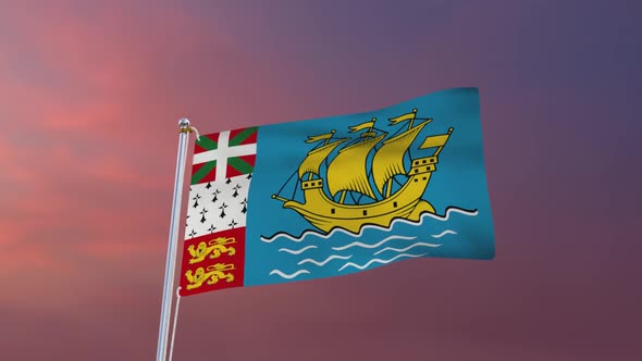 Flag Of Saint Pierre And Miquelon Waving
