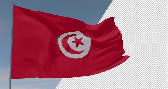 flag Tunisia patriotism national freedom, seamless loop, alpha channel