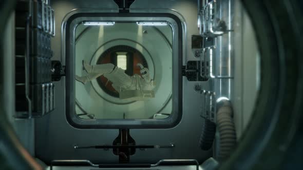 Astronaut Inside the Orbital Space Station alt