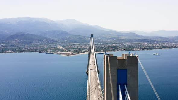 Drone View of Rio  Antirio Bridge