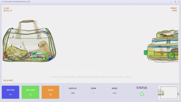 X-Ray Security Monitor Discovers Prohibited Item During Detection At Airport alt