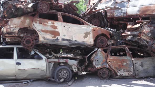 Burnt and Shot Cars During the War in Ukraine