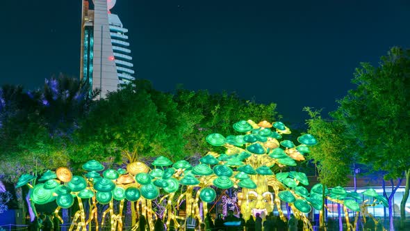 Newly Opened Dubai Glow Garden Day to Night Timelapse is a State of Art Architecture Featuring
