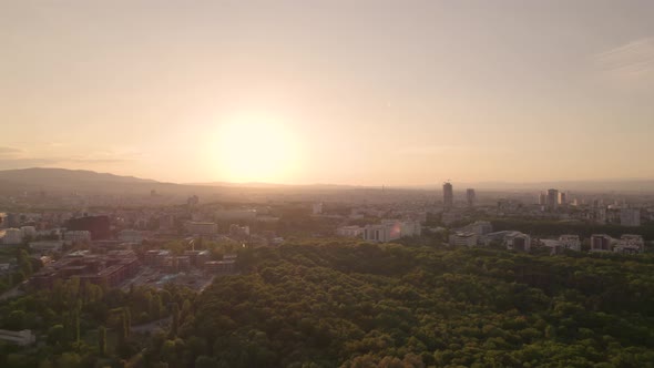 Aerial Drone View of Park and District in Sofia Bulgaria