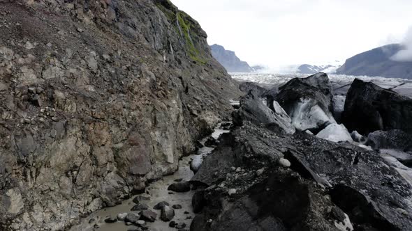 Rocky Volcanic Mountains In Skaftafell Glacier At Vatnajokull National Park In Southern Iceland.