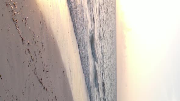 Vertical Video Empty Beach on Zanzibar Island Tanzania Aerial View