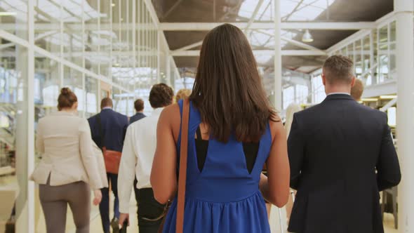 Delegates arriving at a business convention