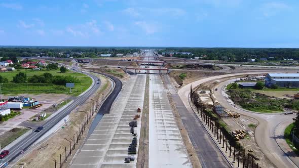Aerial Panorama of Building Highway Motorway or Expressway