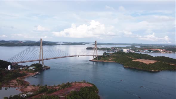 Aerial View Barelang Bridge Cloudy