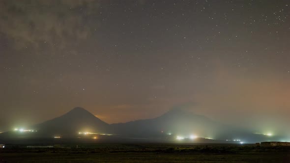 In the border of Iran and Turkey, mount Ararats, lots of light pollution,Far away from cities.