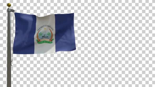Abidjan City Flag (Ivory Coast) on Flagpole with Alpha Channel - 4K