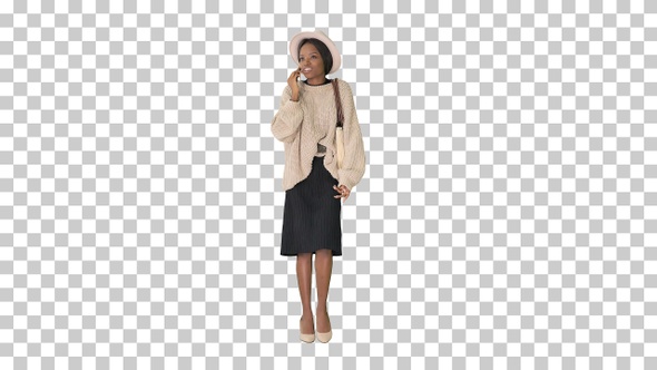 Frustrated african american woman in knitted, Alpha Channel