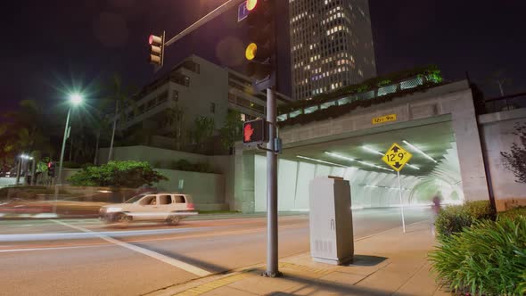 Time Lapse of traffic running through downtown Los Angeles