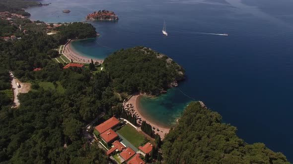 Drone View of the Seashore Near Queens Beach Villa Milocer