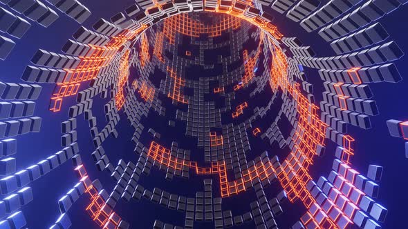 VJ Loop is an Abstract Mystical Tunnel Made of Cubes