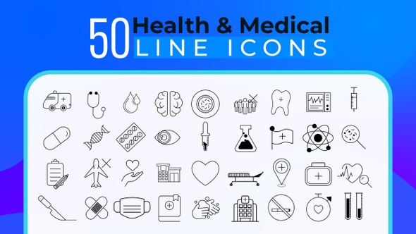 50 Health & Medical Line Icons Pack