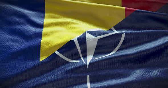 Romania and NATO waving flag loop