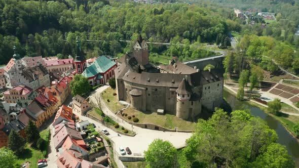 Turn Around Loket Castle and Small Czech Town, Near Karlovy Vary, Czech Republic