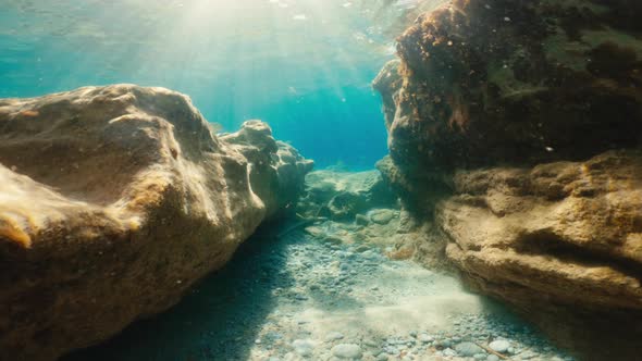 Rocky Seabed Under the Ocean