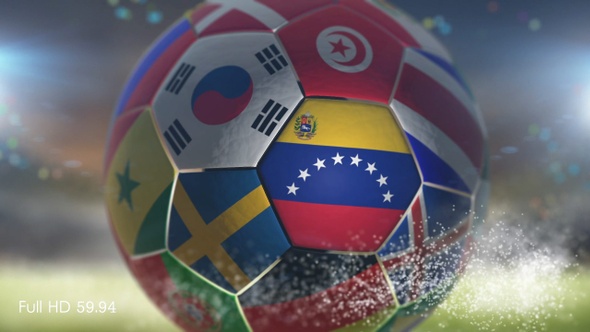 Venezuela Flag on a Soccer Ball - Football in Stadium alt