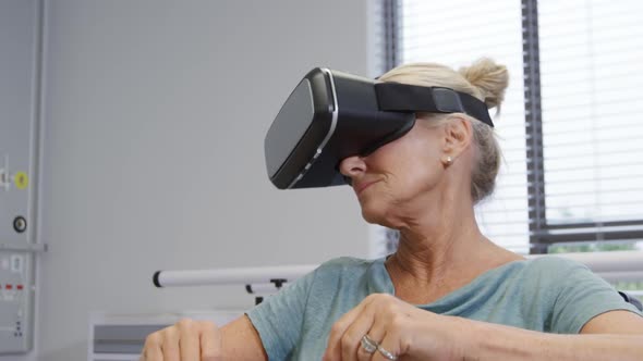 Female hospital patient using VR